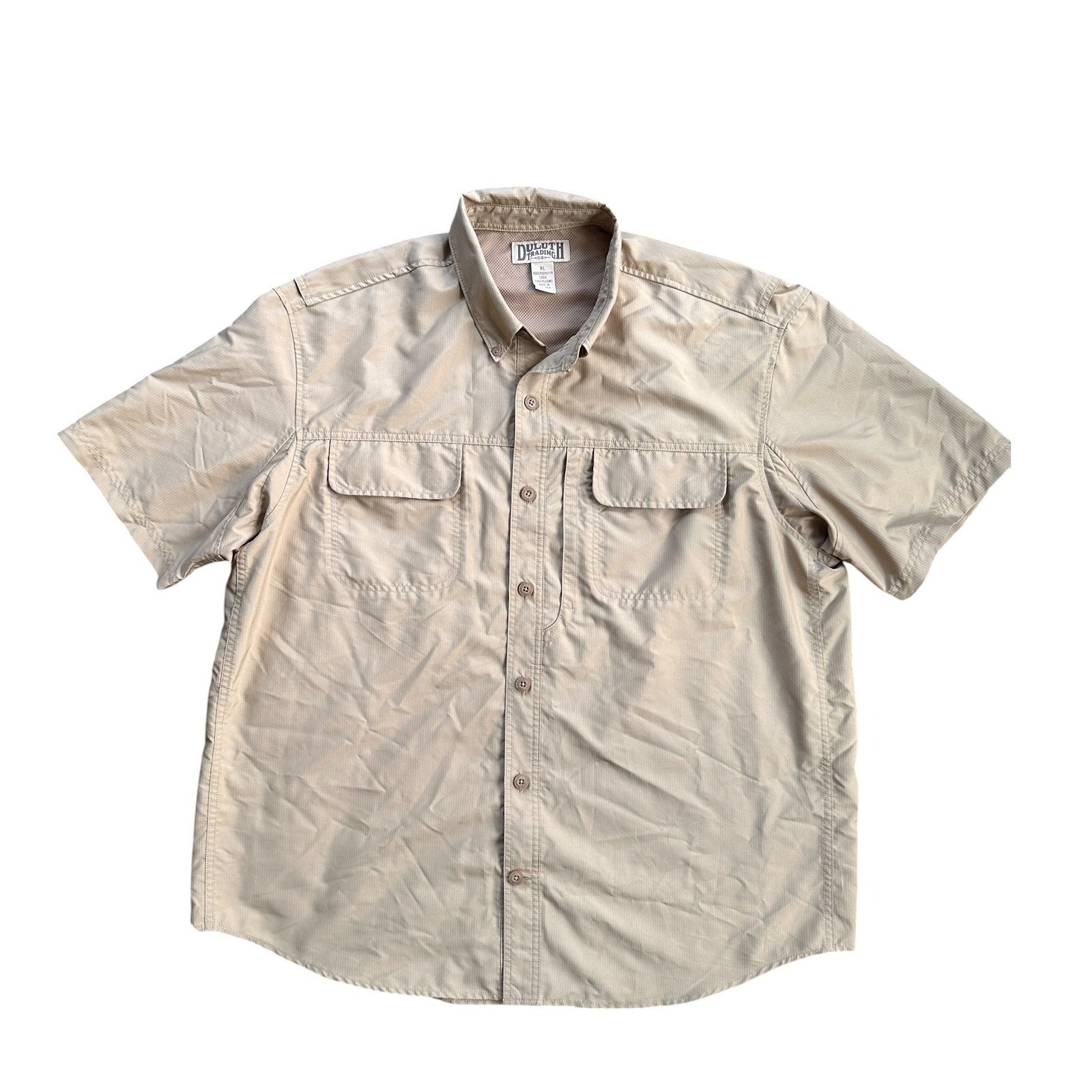 Duluth Trading Co Shirt Mens Xl Tan Excellent Ripstop Short Sleeve Ventilated